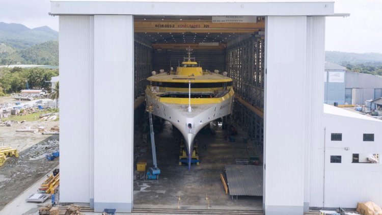Austal reaches major milestone in construction of trimaran for Fred. Olsen Express