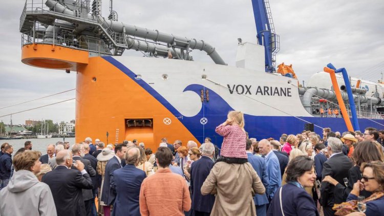 Van Oord celebrates christening of trailing suction hopper dredger Vox Ariane