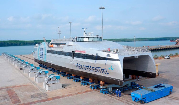 Austal Vietnam launches 66 metre high-speed catamaran for french Polynesia