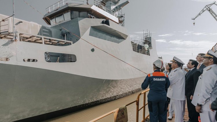 Pakistan Navy Offshore Patrol Vessel launched at Damen Shipyards Galati